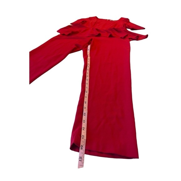 Red Peplum Waist Square Neck Jumpsuit‎ Gold Back Zipper by Danny & Nicole NEW - Picture 6 of 16